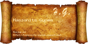 Haszonits Gyoma névjegykártya